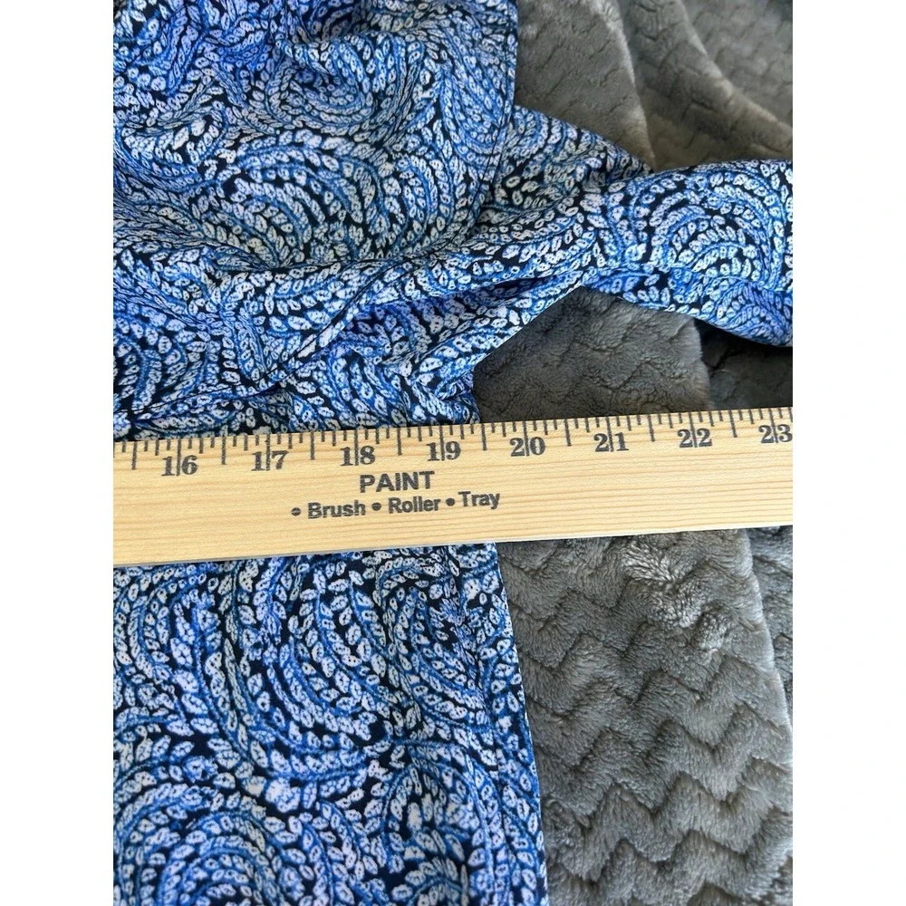 Michael Kors‎ Blue White Paisley Off-Shoulder Long Sleeve Blouse L Polyester